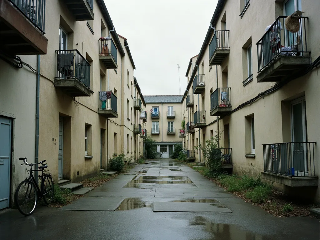 Corbeil-Essonnes : quels quartiers éviter avant d'acheter ou de louer ? Cour intérieure d'un immeuble d'habitat social dans un quartier en rénovation