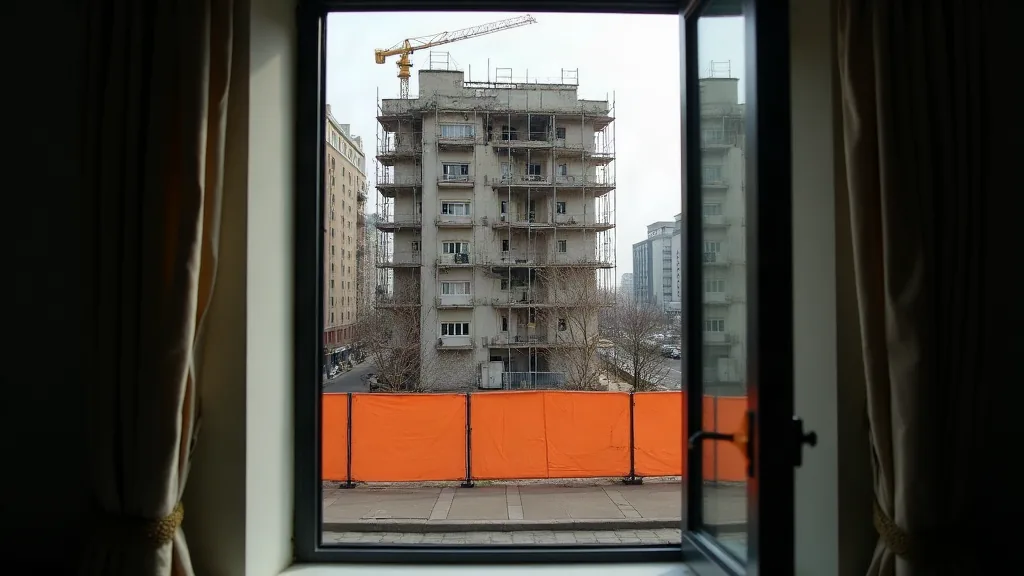 Vue depuis un appartement sur un chantier de rénovation urbaine dans un quartier de Mulhouse