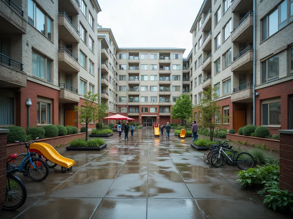Quartiers à éviter à Blois : le vrai état des lieux avant d'acheter ou de louer Cour intérieure d'immeuble rénové dans un quartier de Blois après la pluie
